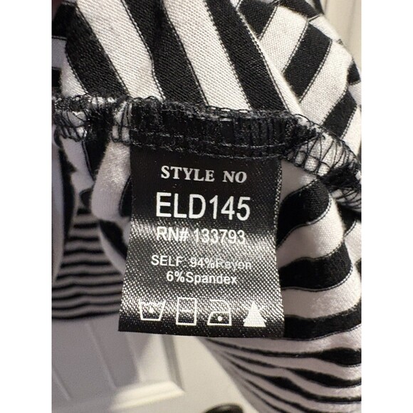 POL Sleeveless Dress Medium Black White Striped A-line Comfy Mock Neck Stretch - Picture 3 of 6